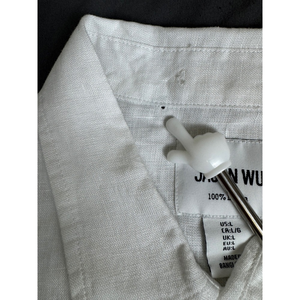 Jason Wu Mens 100% Linen Short Sleeve Button Up Shirt White Large Casual NWT - Picture 15 of 16